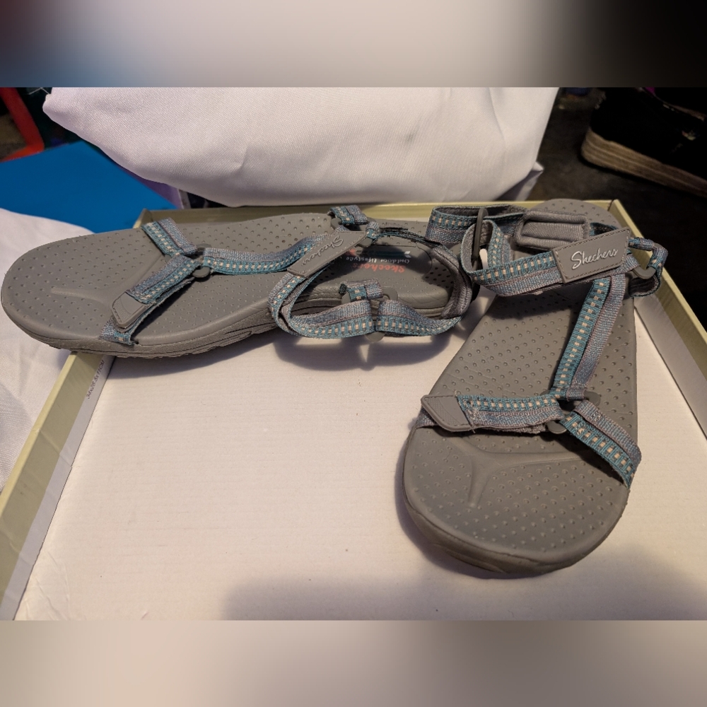 Skechers Gray and Blue Sandals